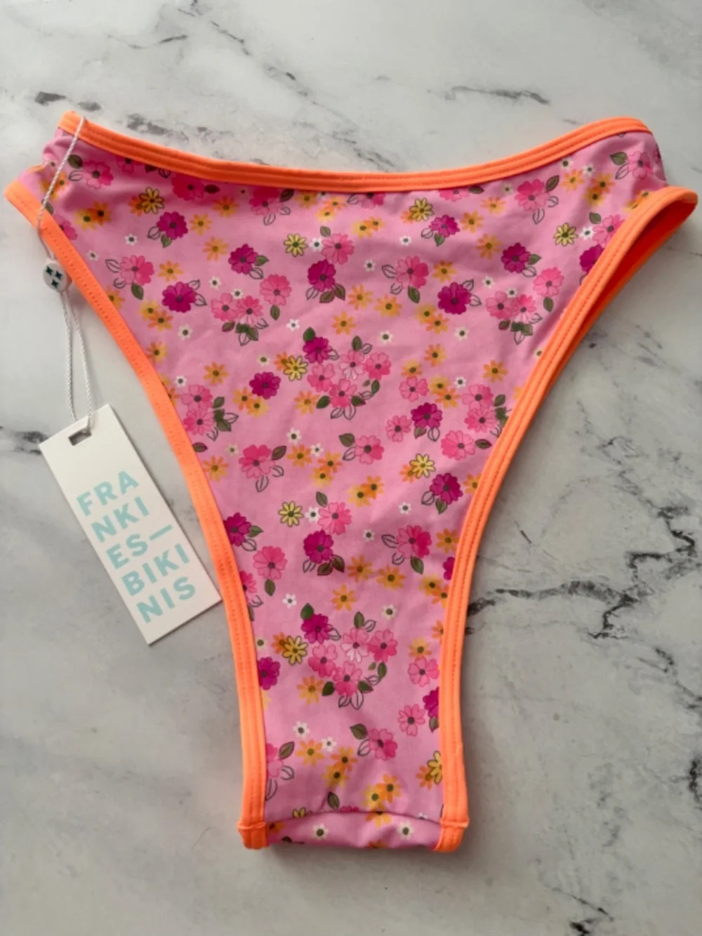 Frankie's Bikini Swim Bikini Bottom Nwt Laura High Waist Cheeky Pink Floral XS